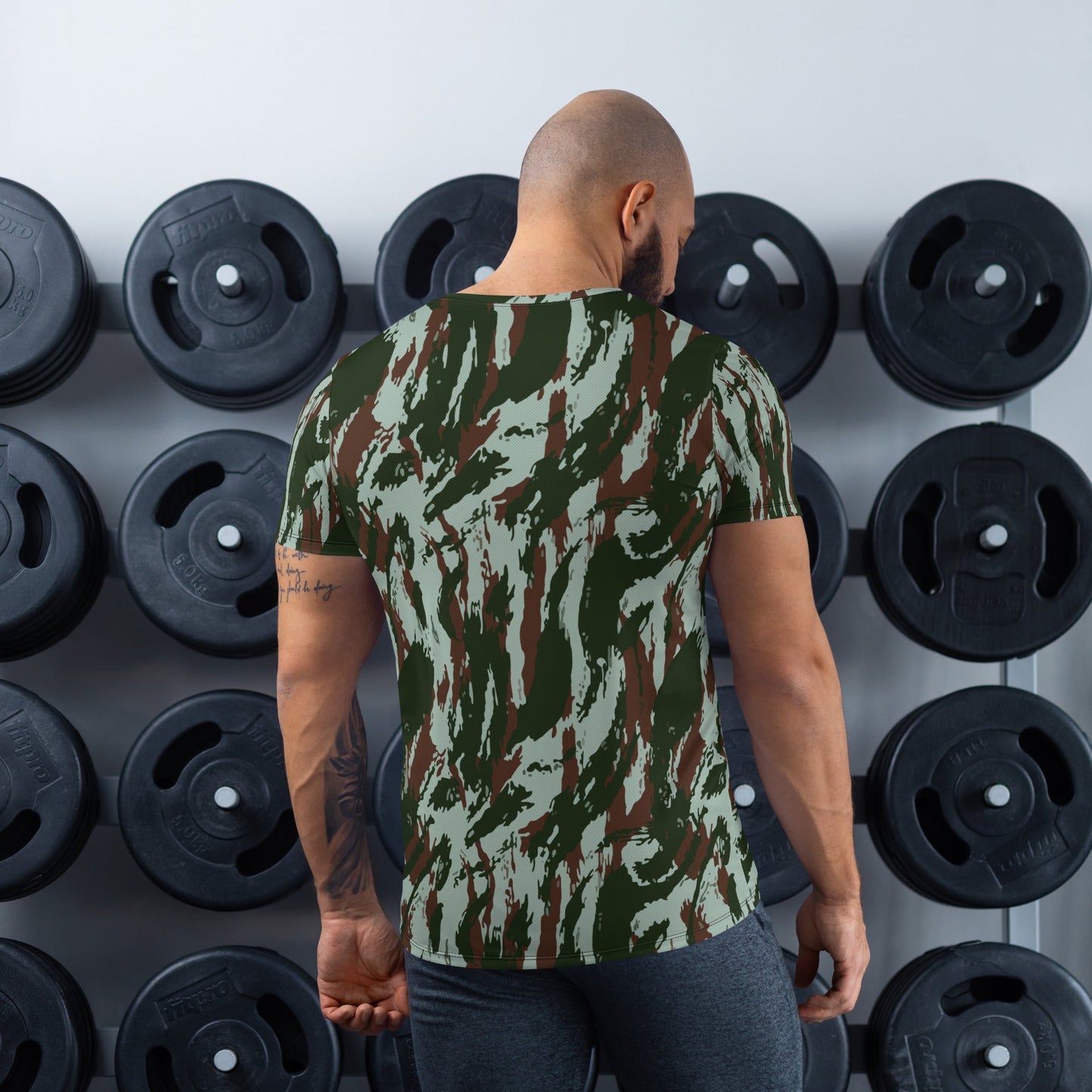 Brazilian Lizard Vertical CAMO Mens Athletic T-shirt - T-Shirts