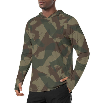 British 1959 Denison CAMO Mens Sunscreen Sports Hoodie With Thumb Holes - S / White