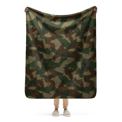 British 1959 Denison CAMO Sherpa Blanket - 50″×60″