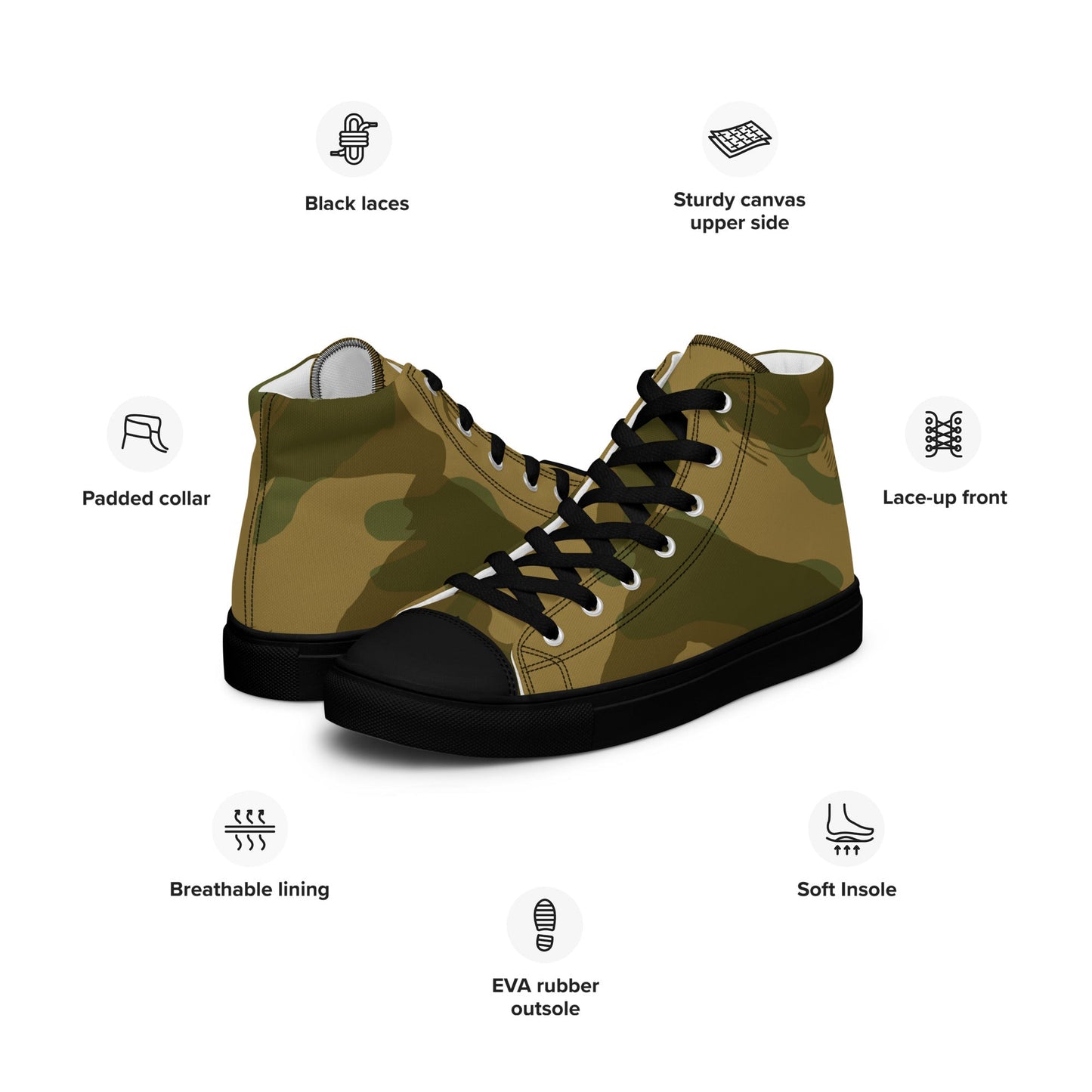 British Denison Airborne CAMO Mens high top canvas shoes - High Top Canvas Shoes
