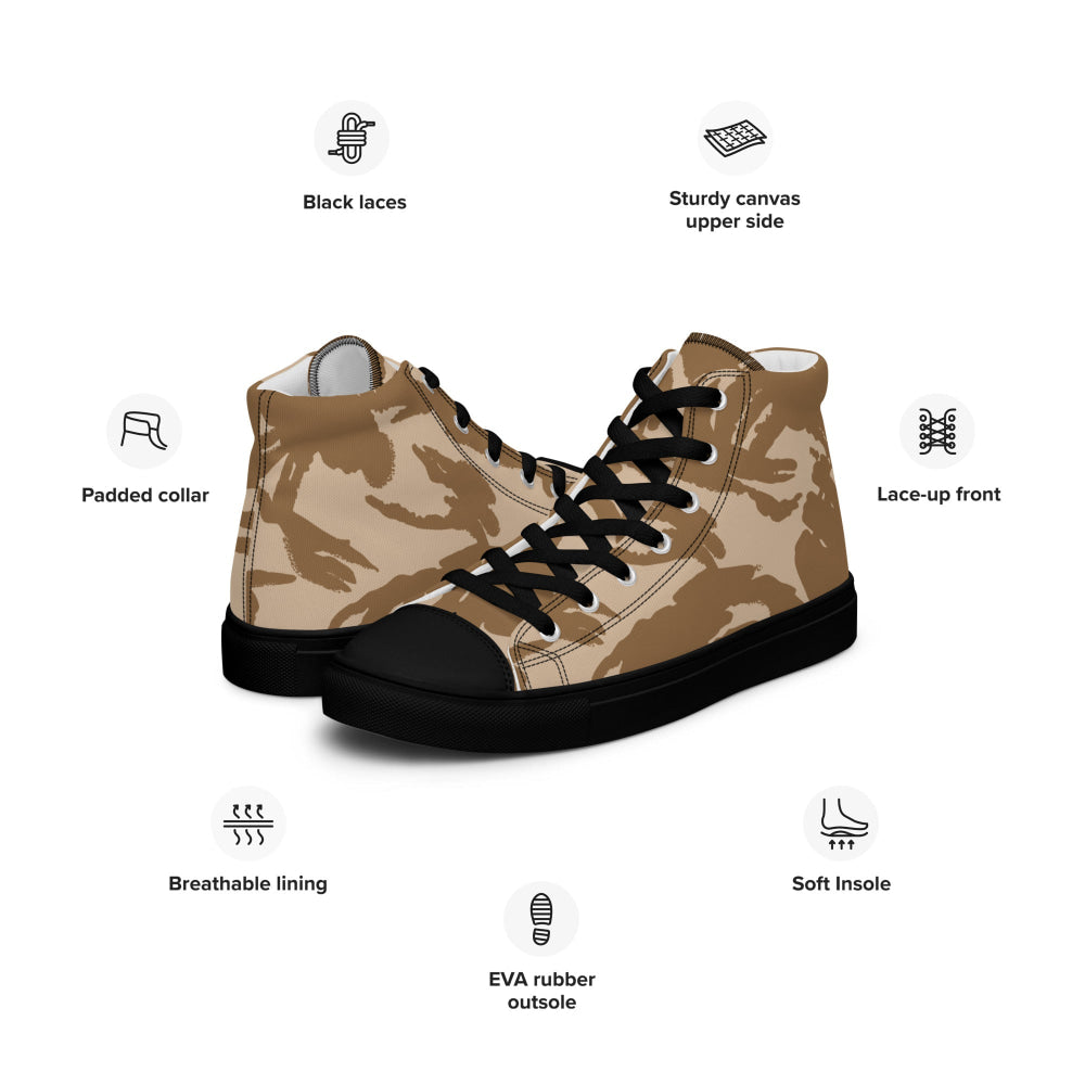 British DPM Desert CAMO Men’s high top canvas shoes - Mens High Top Canvas Shoes