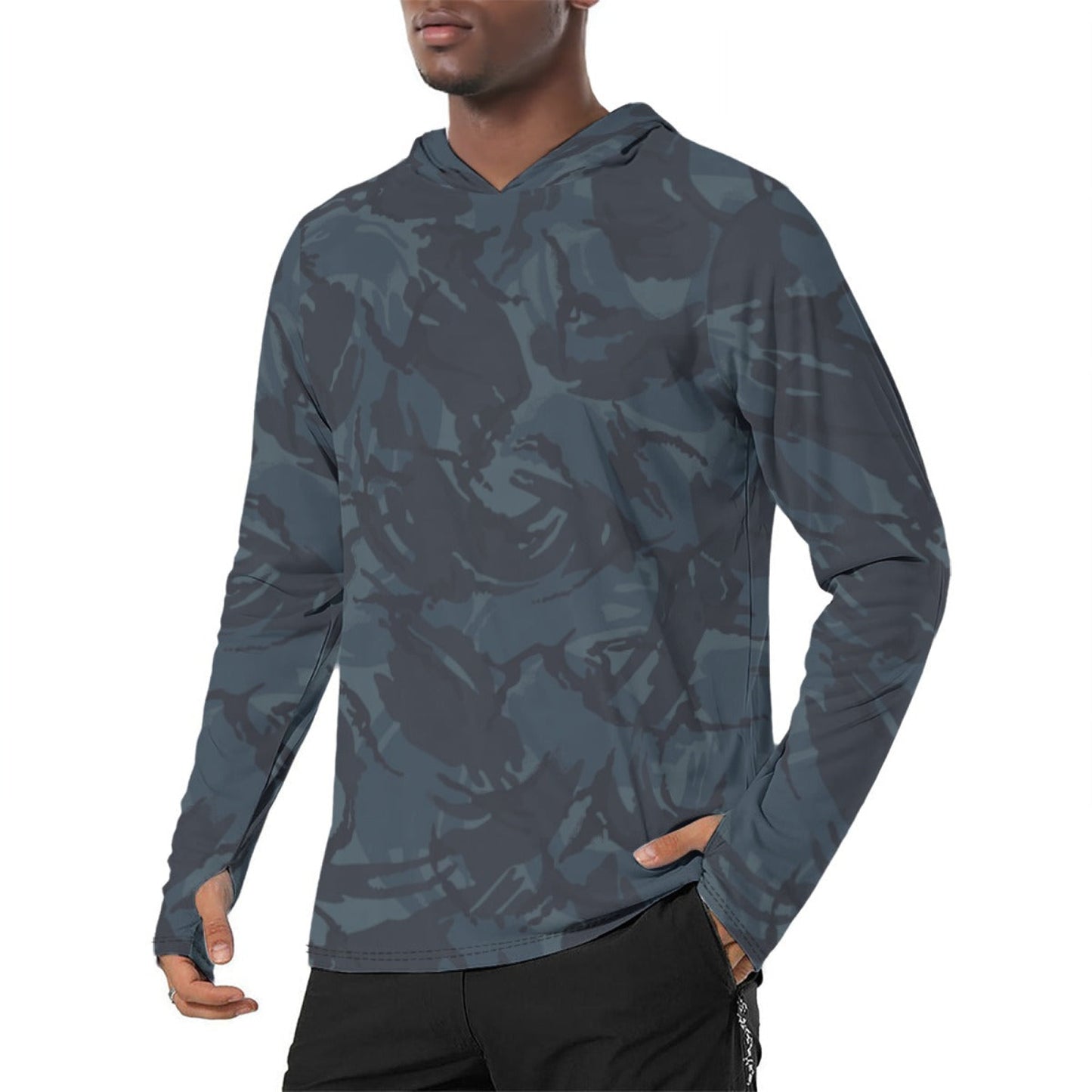 British DPM Night CAMO Mens Sunscreen Sports Hoodie With Thumb Holes