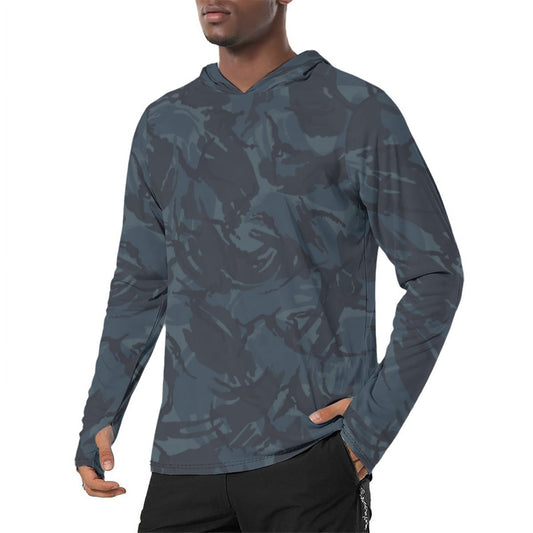 British DPM Night CAMO Mens Sunscreen Sports Hoodie With Thumb Holes