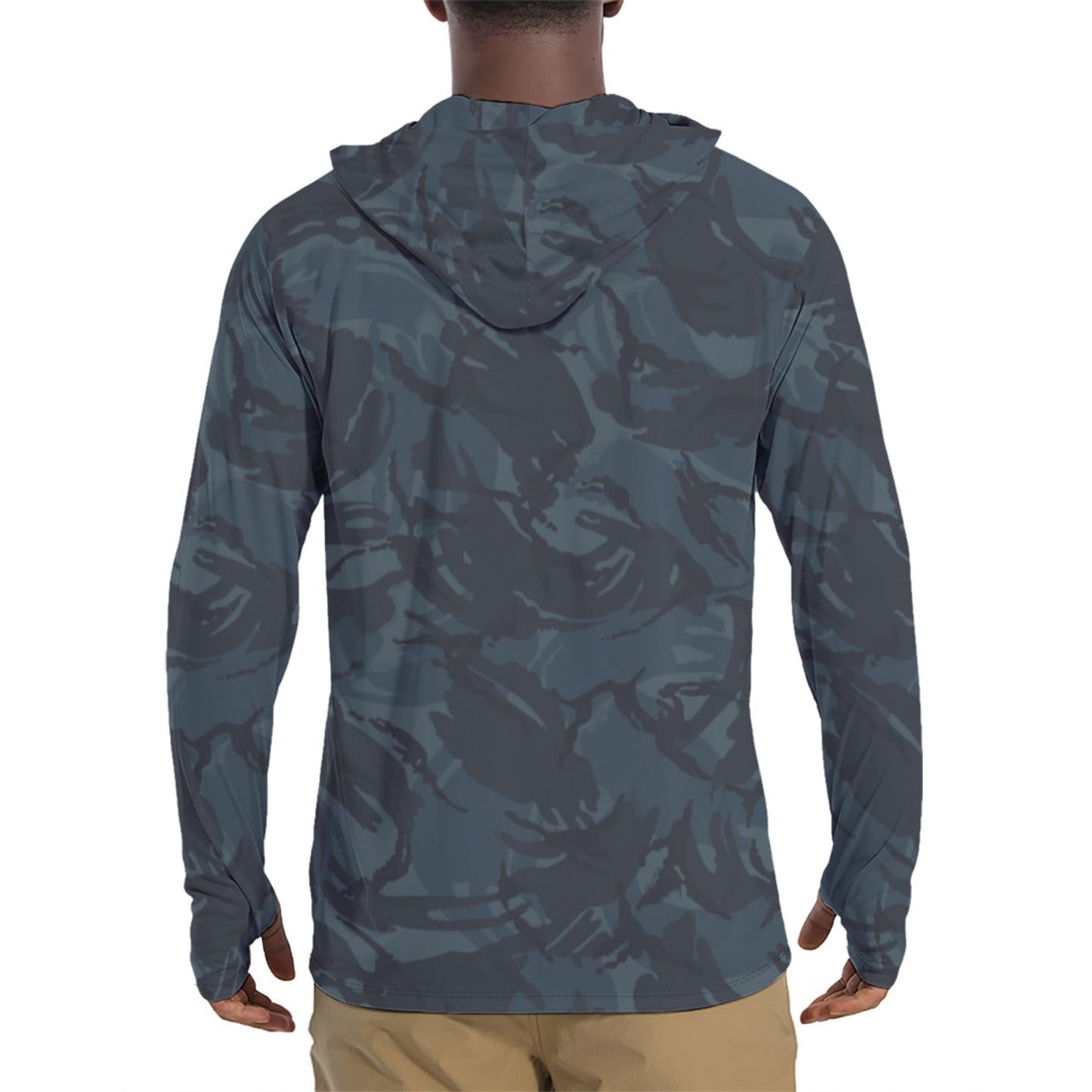 British DPM Night CAMO Mens Sunscreen Sports Hoodie With Thumb Holes - S / White