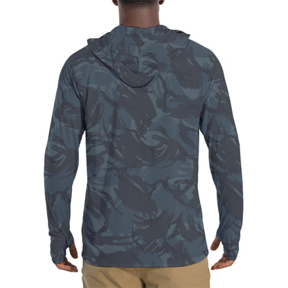 British DPM Night CAMO Mens Sunscreen Sports Hoodie With Thumb Holes - S / White