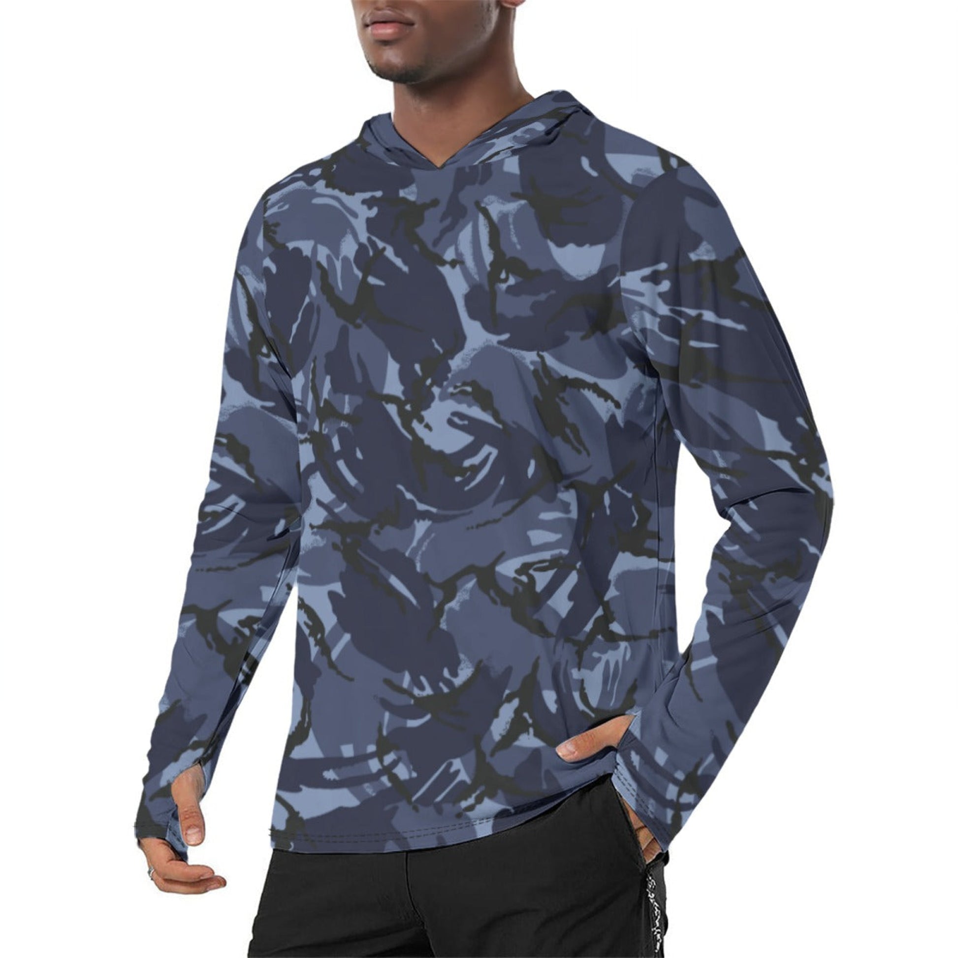 British DPM OPFOR CAMO Mens Sunscreen Sports Hoodie With Thumb Holes - S / White - Hoodies