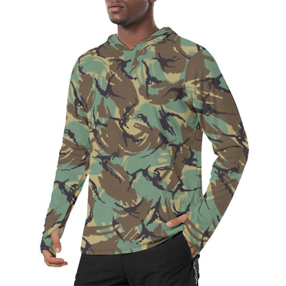 British DPM Wild Geese Movie CAMO Mens Sunscreen Sports Hoodie With Thumb Holes - S / White