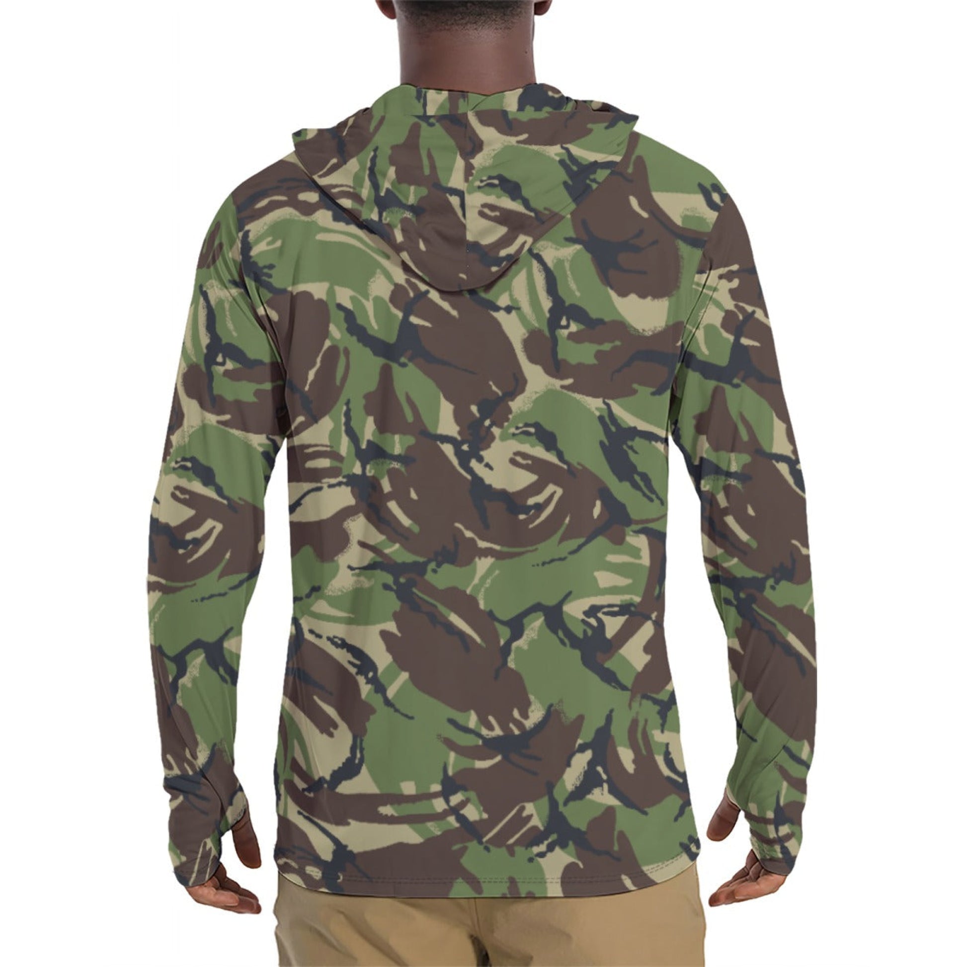 British DPM Woodland CAMO Mens Sunscreen Sports Hoodie With Thumb Holes - Hoodies