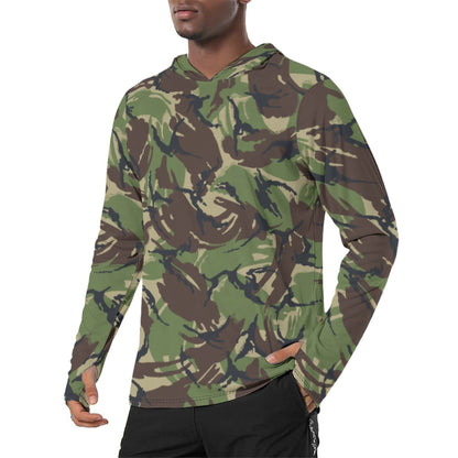 British DPM Woodland CAMO Mens Sunscreen Sports Hoodie With Thumb Holes - S / White - Hoodies