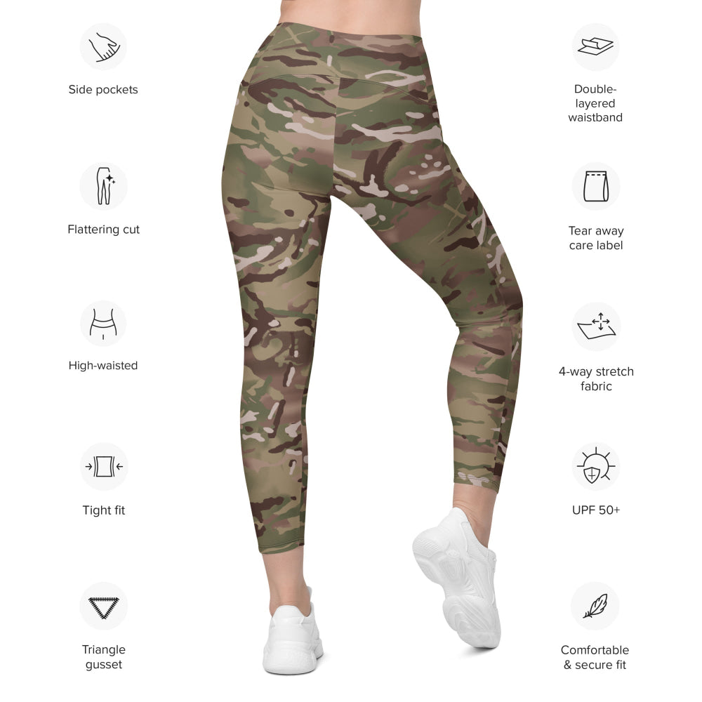 British Multi-Terrain Pattern (MTP) CAMO Leggings with pockets - Womens With Pockets