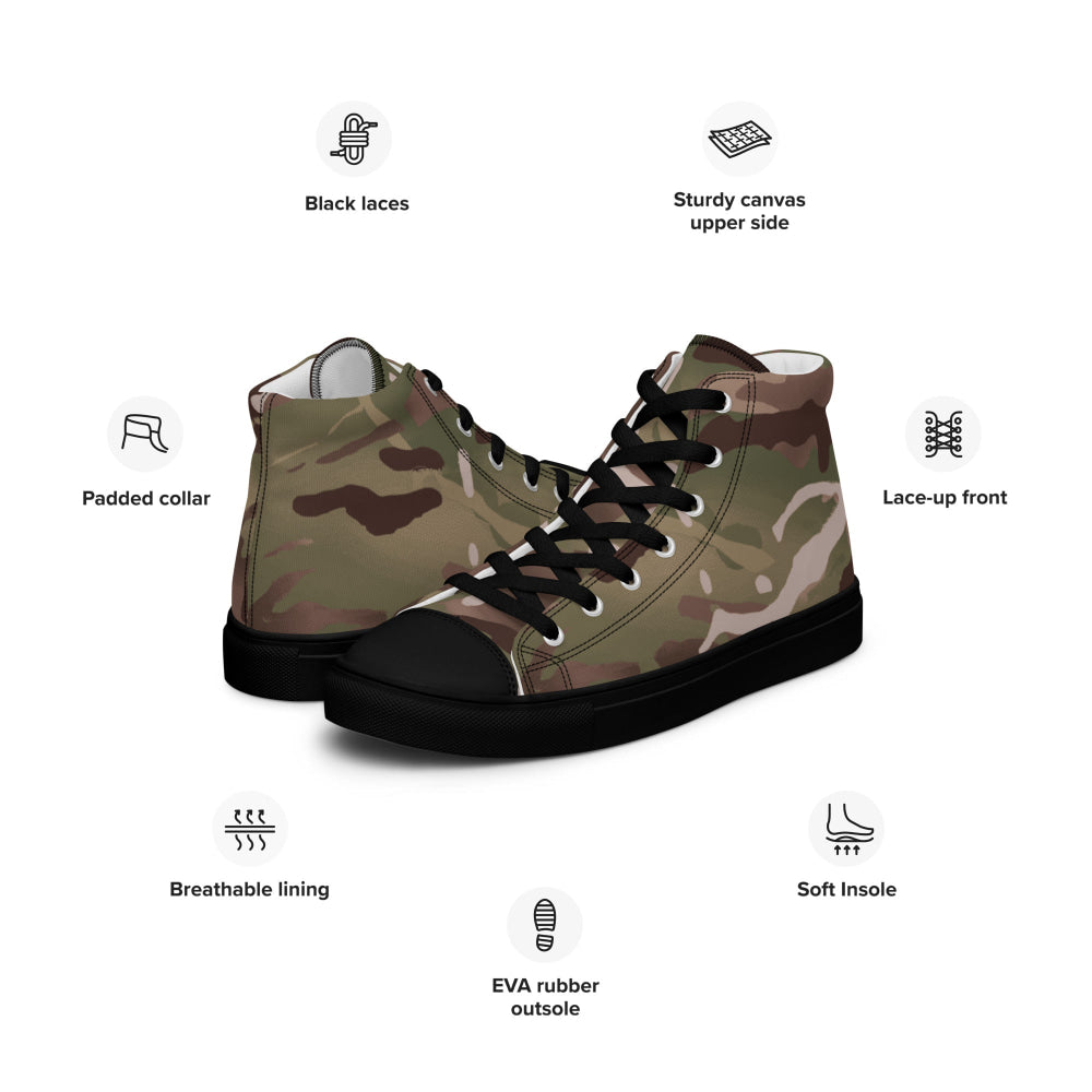 British Multi-Terrain Pattern (MTP) CAMO Men’s high top canvas shoes - Mens High Top Canvas Shoes