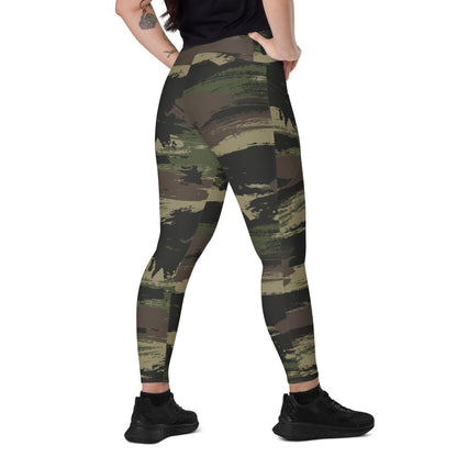 Brushstroke Jungle CAMO Leggings with pockets - 2XS - Womens With Pockets