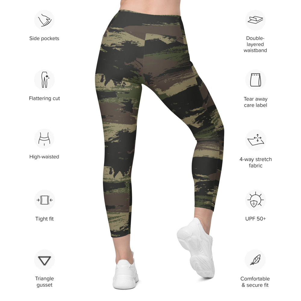 Brushstroke Jungle CAMO Leggings with pockets - Womens With Pockets