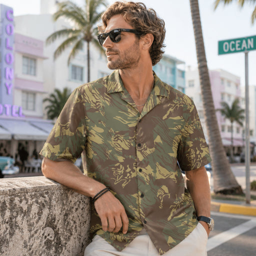 Brushstroke Rhodesian CAMO Unisex Short-Sleeve Button Shirt - 2XS - Button-Up