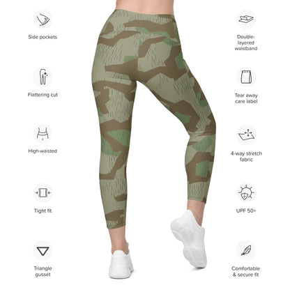 Bulgarian 1968 Airborne Splinter CAMO Leggings with pockets - Womens With Pockets