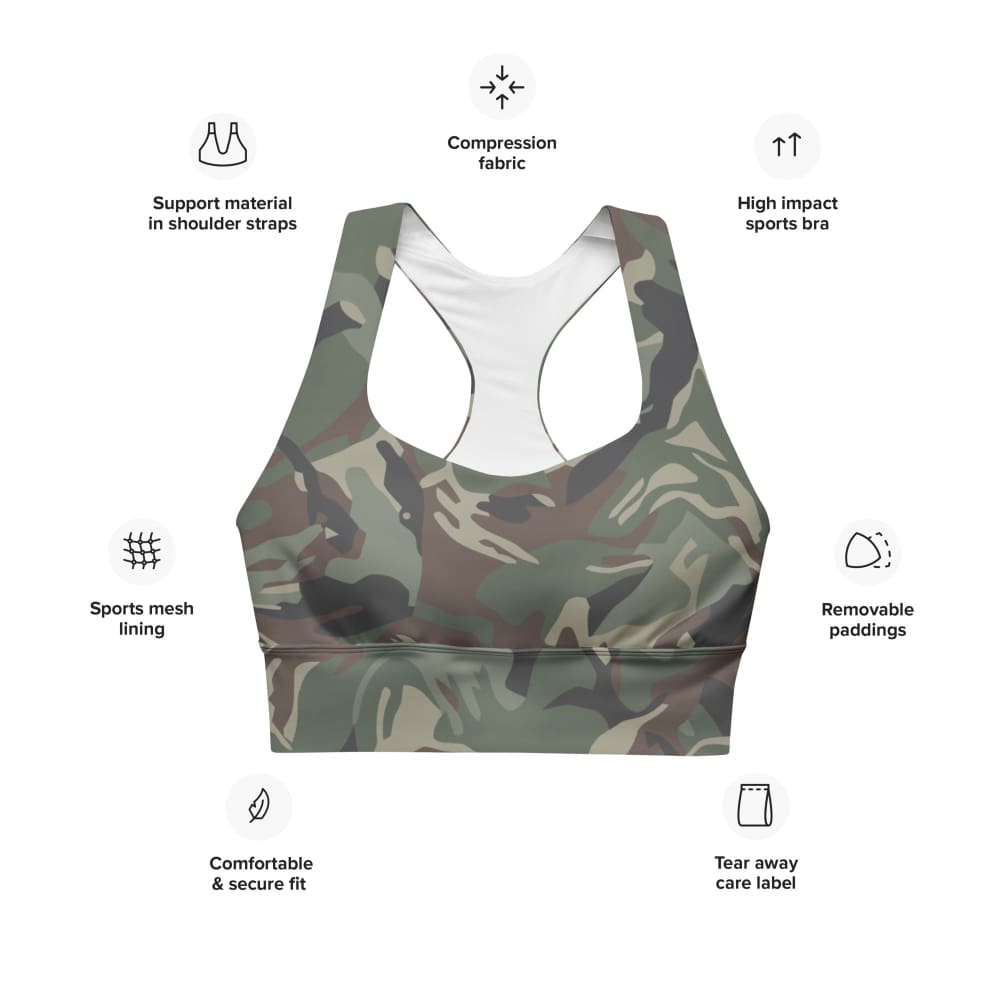 Bulgarian Army Disruptive Pattern (DPM) Temperate CAMO Longline sports bra