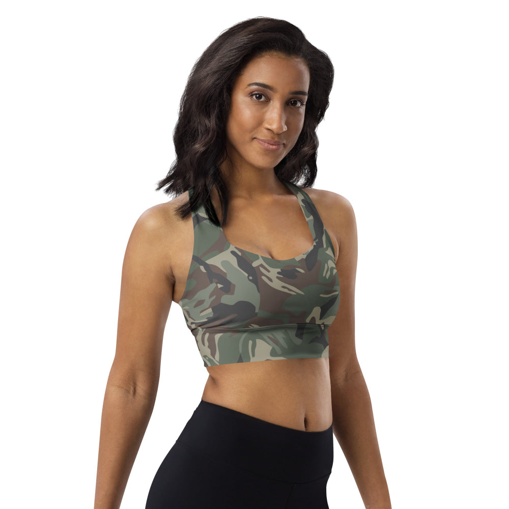 Bulgarian Army Disruptive Pattern (DPM) Temperate CAMO Longline sports bra - Womens Sports Bra