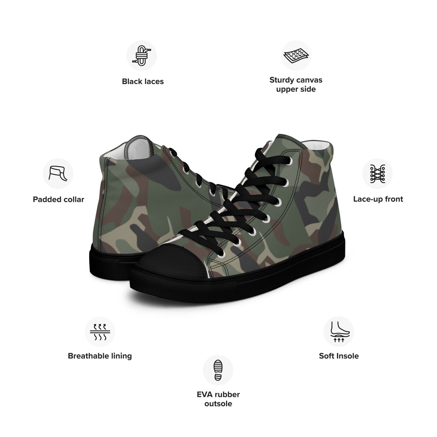 Bulgarian Army Disruptive Pattern (DPM) Temperate CAMO Men’s high top canvas shoes - High Top Canvas Shoes