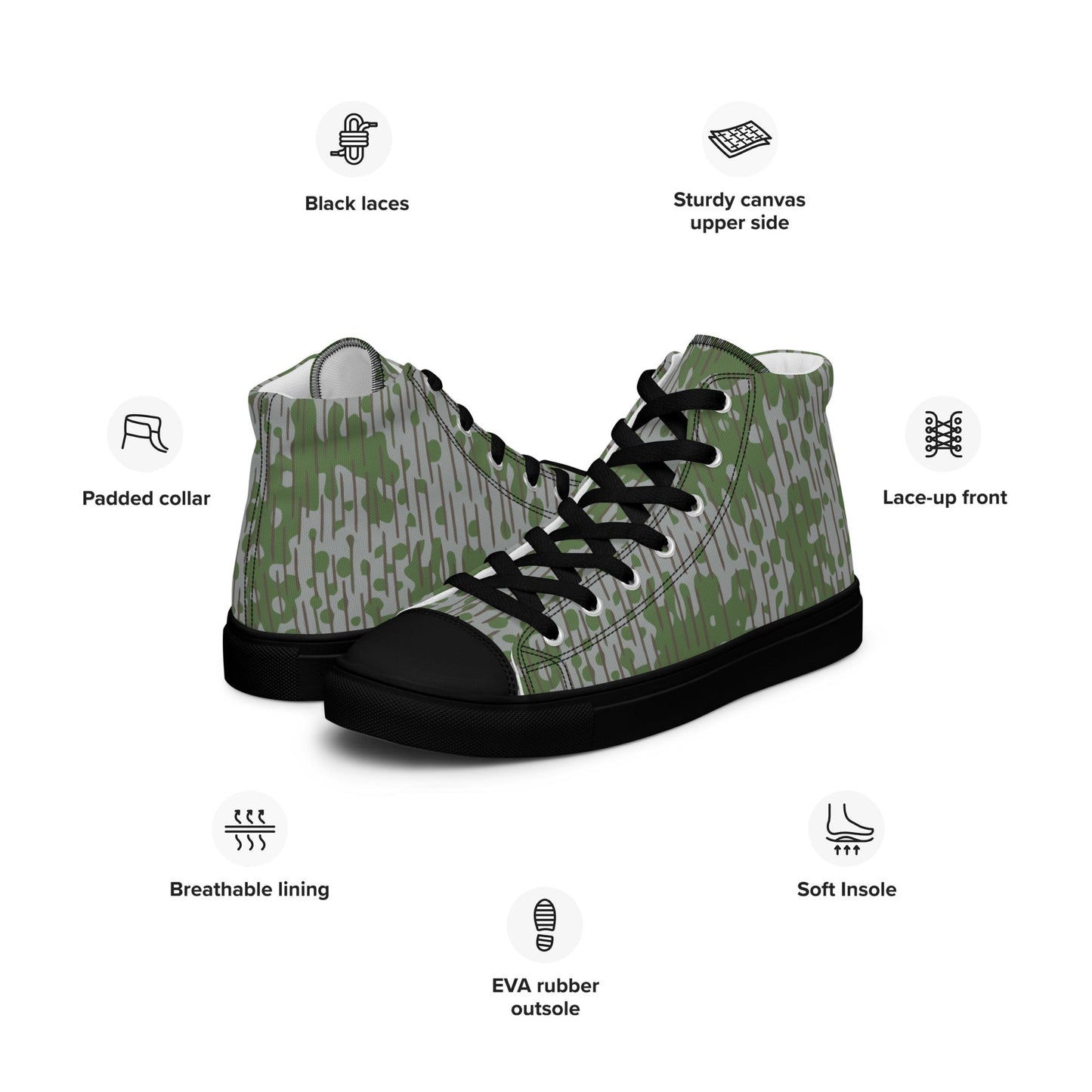 Bulgarian Frog Skin Zhabezhka Kozha CAMO Mens high top canvas shoes - High Top Canvas Shoes