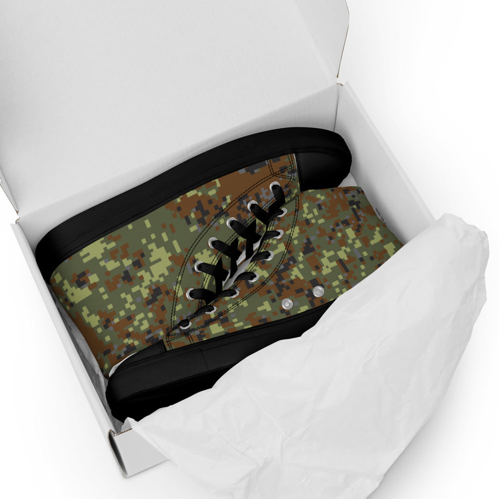 Bulgarian M18 Digital Flecktarn CAMO Men’s high top canvas shoes - Mens High Top Canvas Shoes