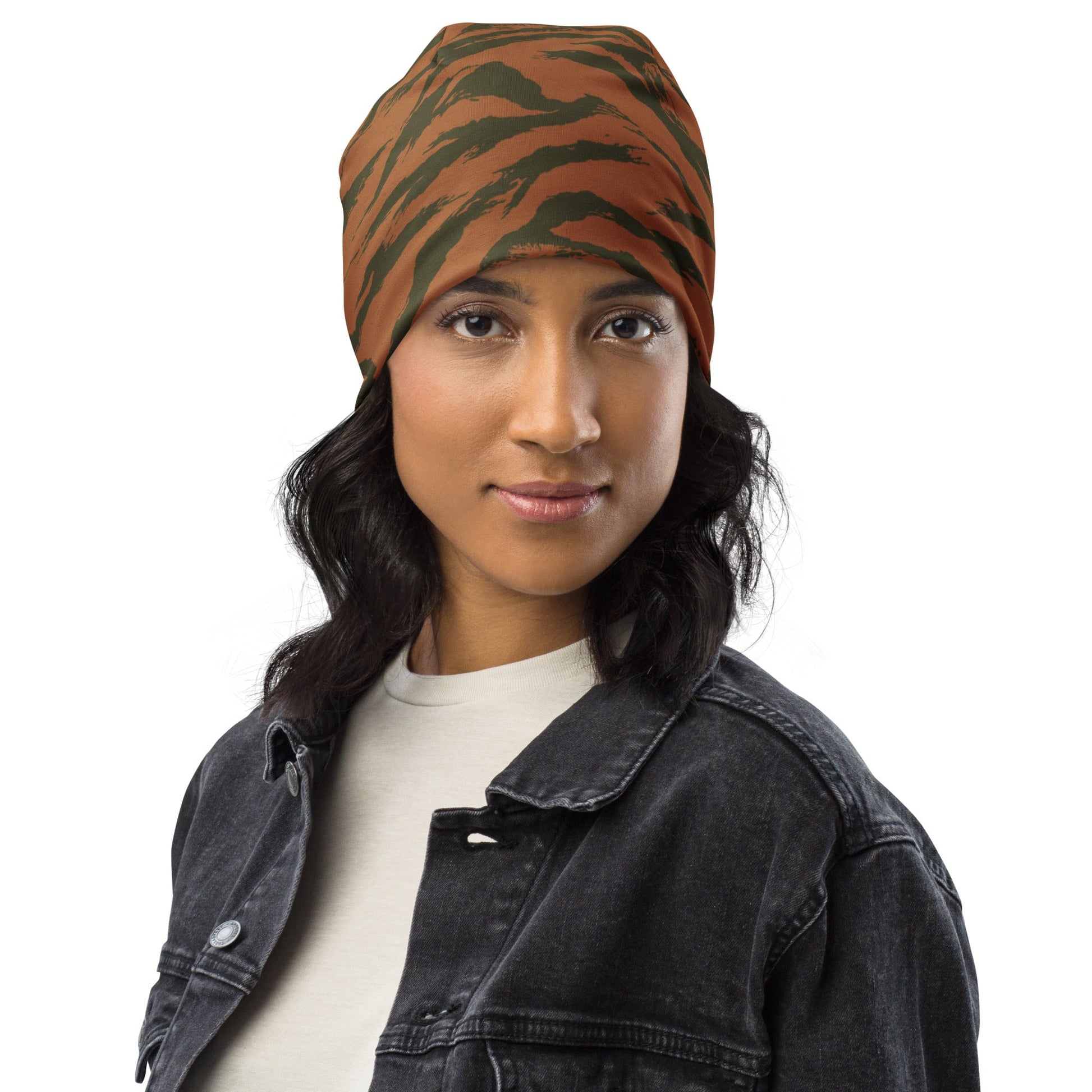 Burkina Faso Tiger Stripe Orange CAMO Beanie - Beanies