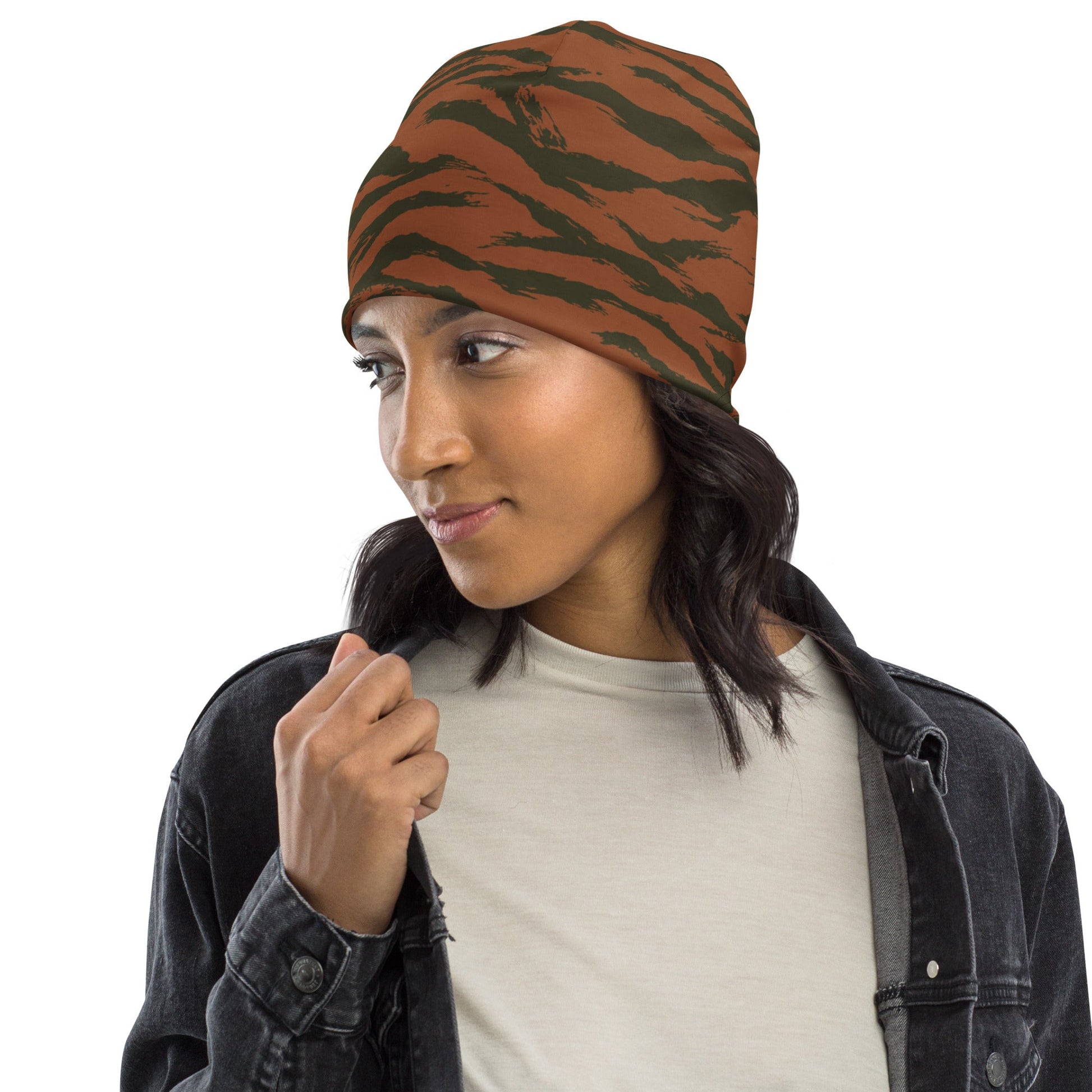 Burkina Faso Tiger Stripe Orange CAMO Beanie - Beanies