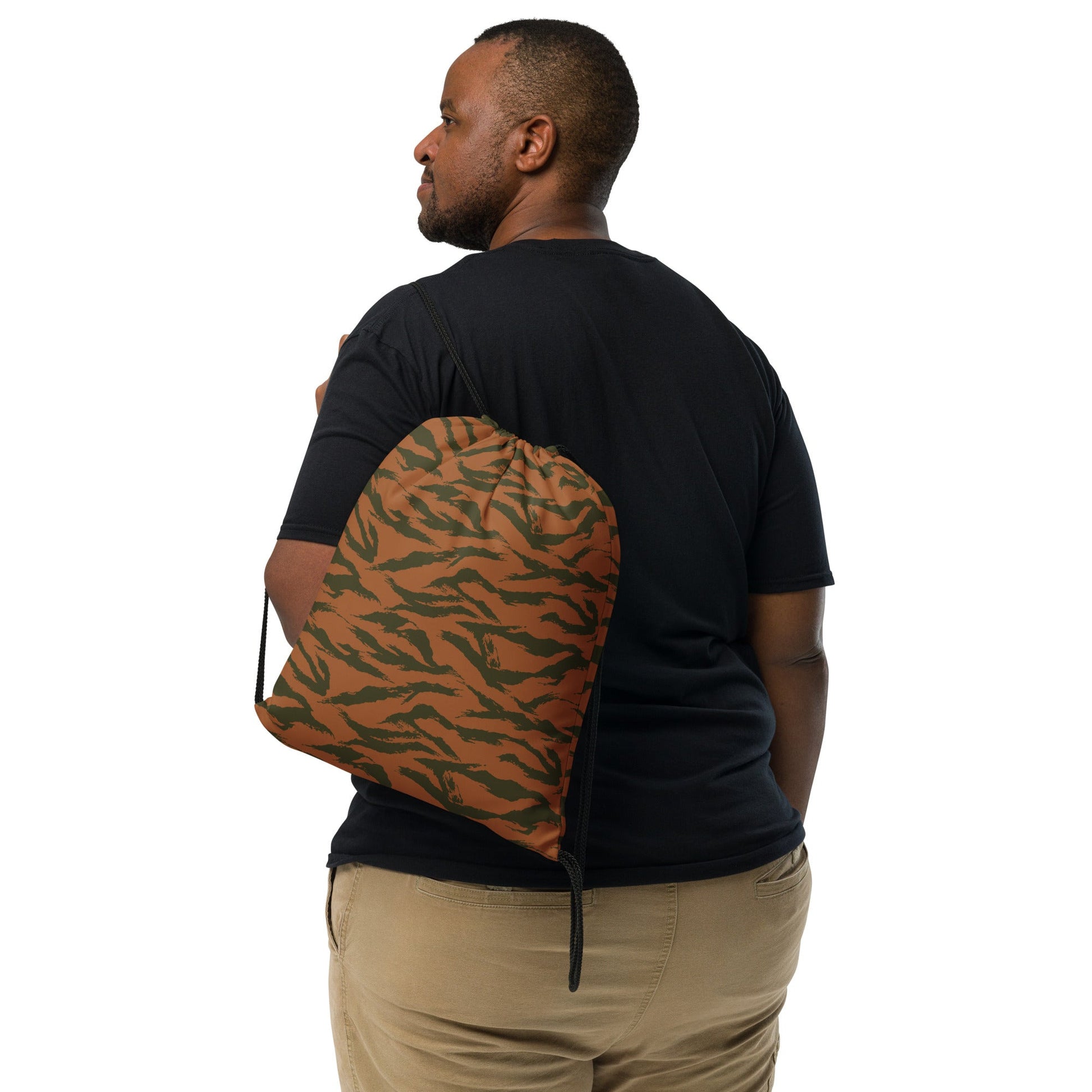 Burkina Faso Tiger Stripe Orange CAMO Drawstring Bag - Bags