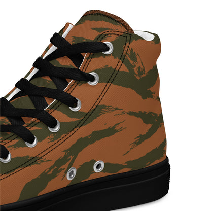 Burkina Faso Tiger Stripe Orange CAMO Mens high top canvas shoes - High Top Canvas Shoes