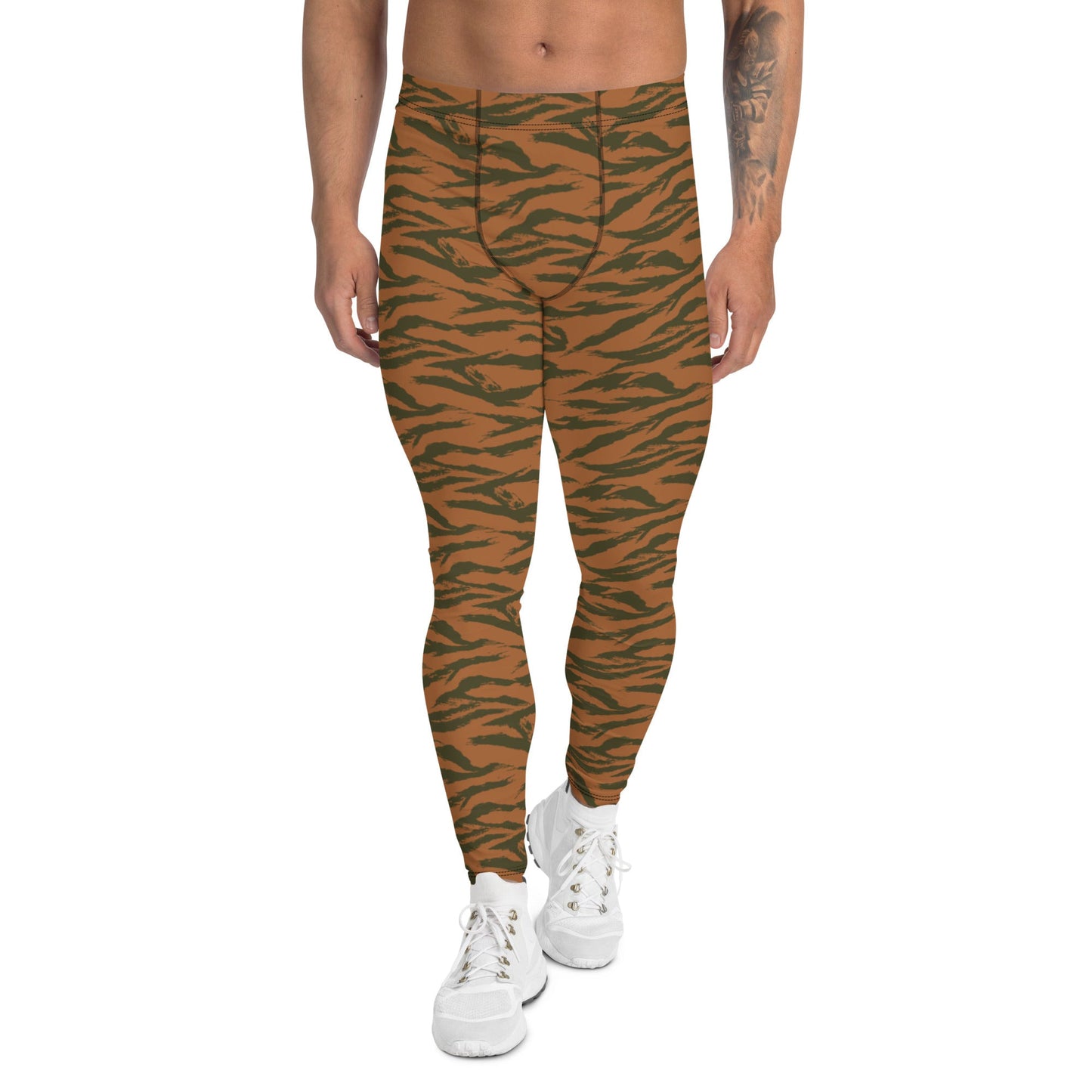 Burkina Faso Tiger Stripe Orange CAMO Mens Leggings - XS