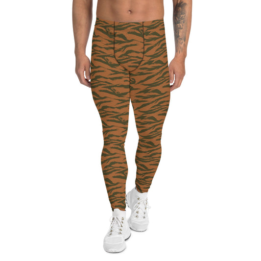 Burkina Faso Tiger Stripe Orange CAMO Mens Leggings - XS