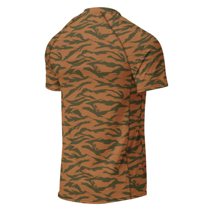 Burkina Faso Tiger Stripe Orange CAMO Mens Short-Sleeve Rash Guard - Short-sleeve Guards