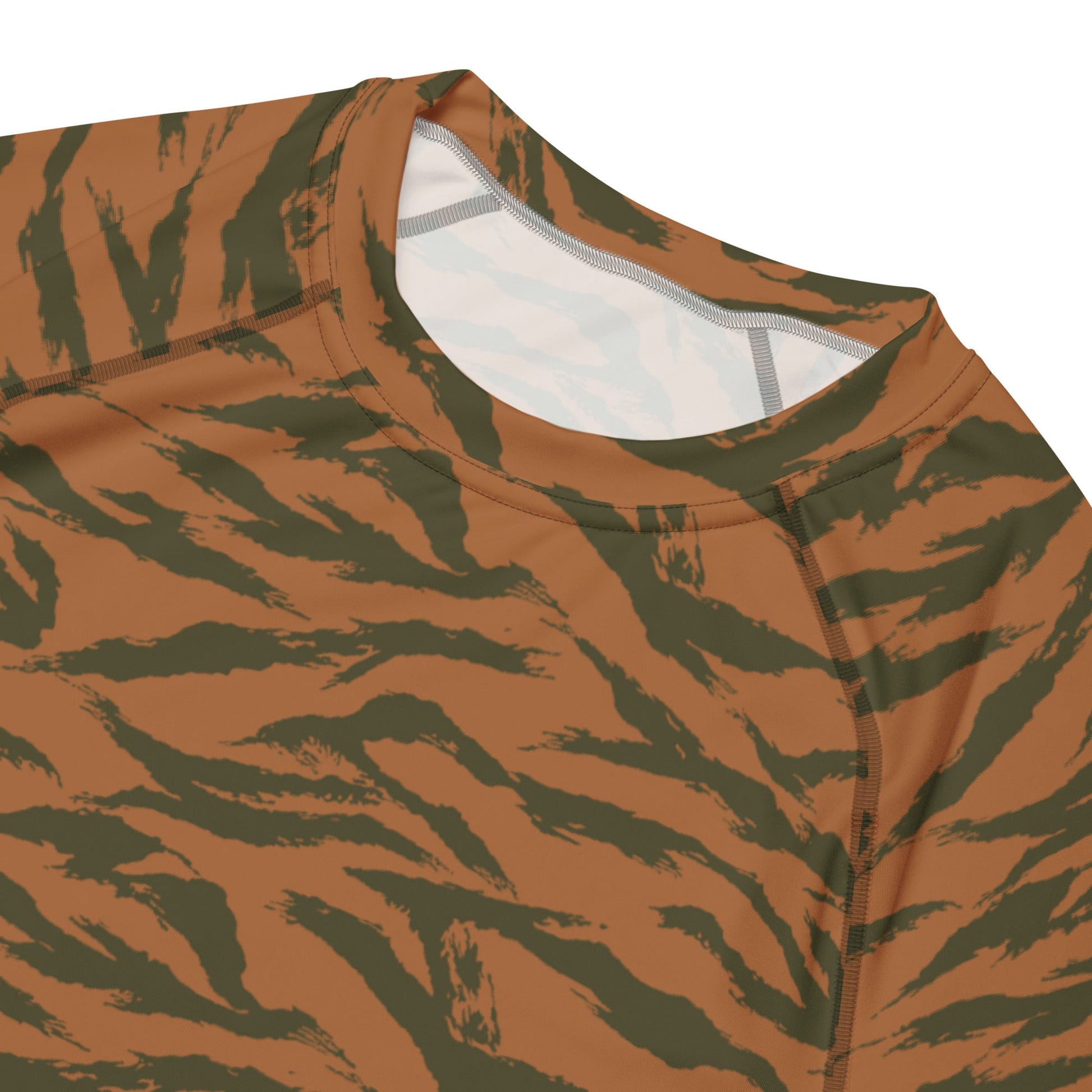 Burkina Faso Tiger Stripe Orange CAMO Mens Short-Sleeve Rash Guard - Short-sleeve Guards