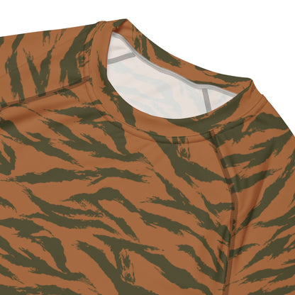 Burkina Faso Tiger Stripe Orange CAMO Mens Short-Sleeve Rash Guard - Short-sleeve Guards