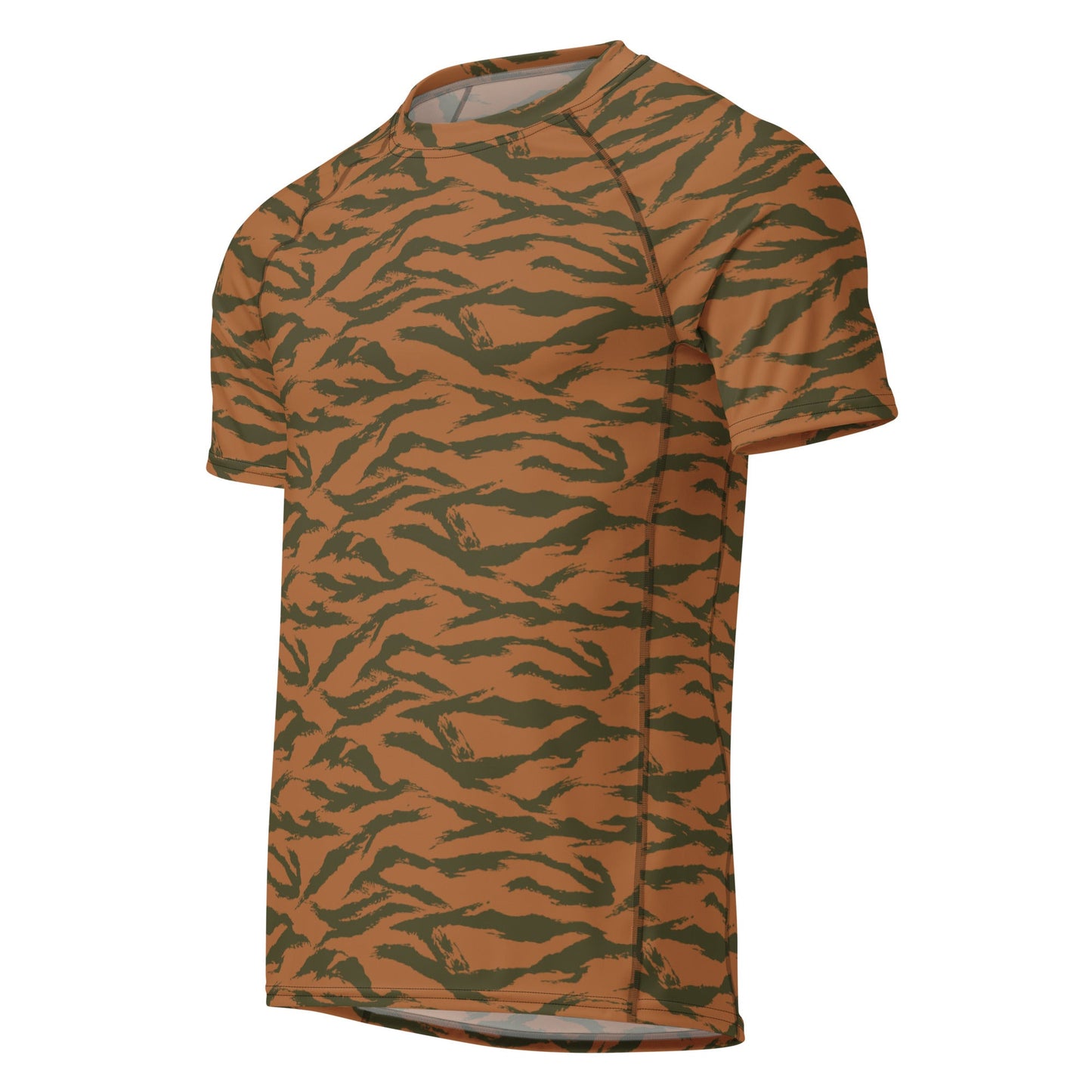Burkina Faso Tiger Stripe Orange CAMO Mens Short-Sleeve Rash Guard - Short-sleeve Guards