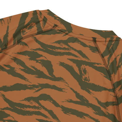 Burkina Faso Tiger Stripe Orange CAMO Mens Short-Sleeve Rash Guard - Short-sleeve Guards