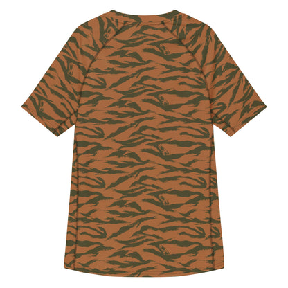 Burkina Faso Tiger Stripe Orange CAMO Mens Short-Sleeve Rash Guard - Short-sleeve Guards