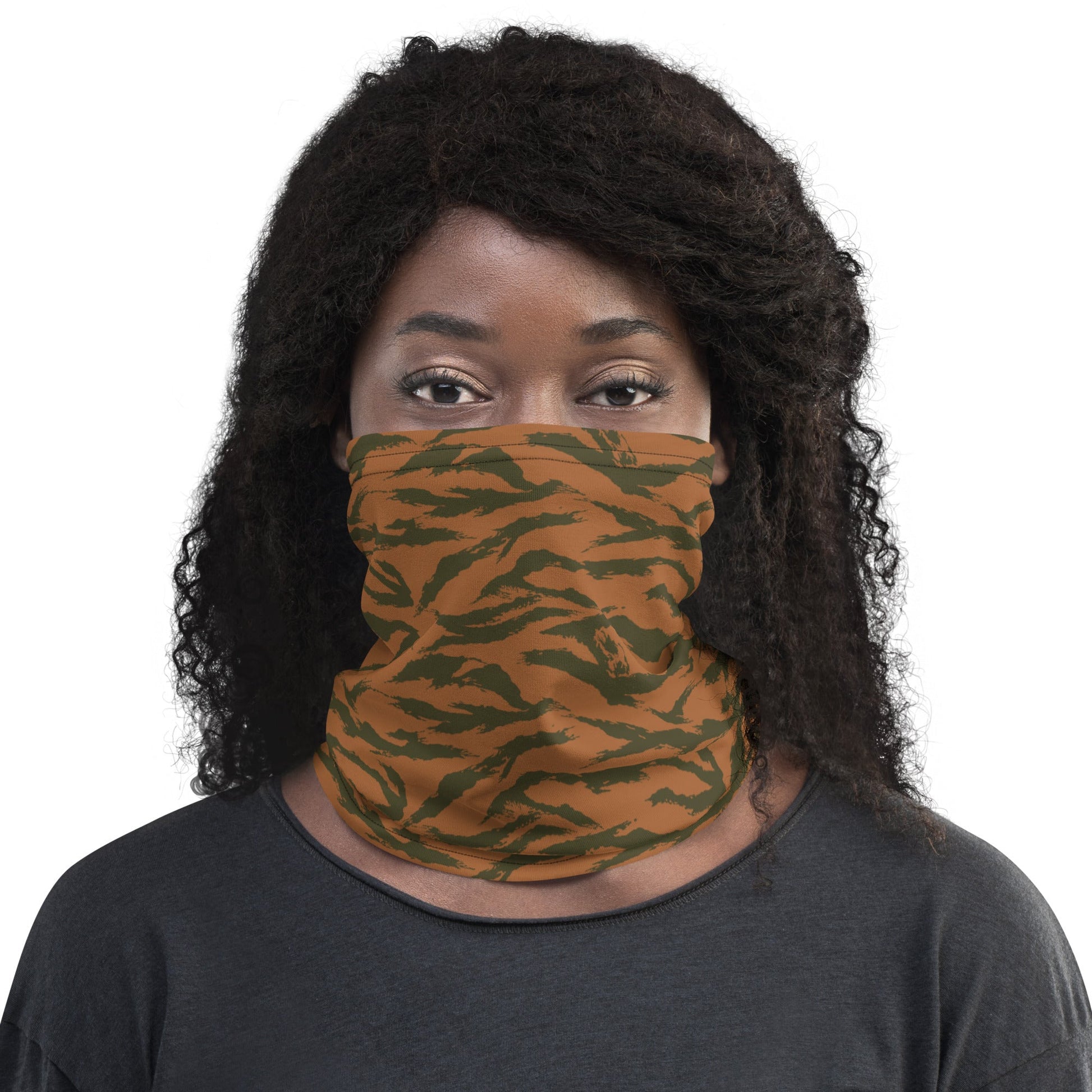 Burkina Faso Tiger Stripe Orange CAMO Neck Gaiter Gaiters