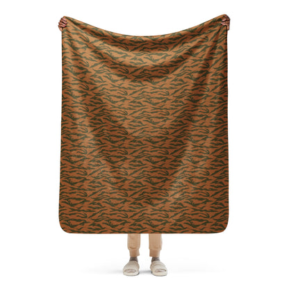 Burkina Faso Tiger Stripe Orange CAMO Sherpa Blanket - 50″×60″