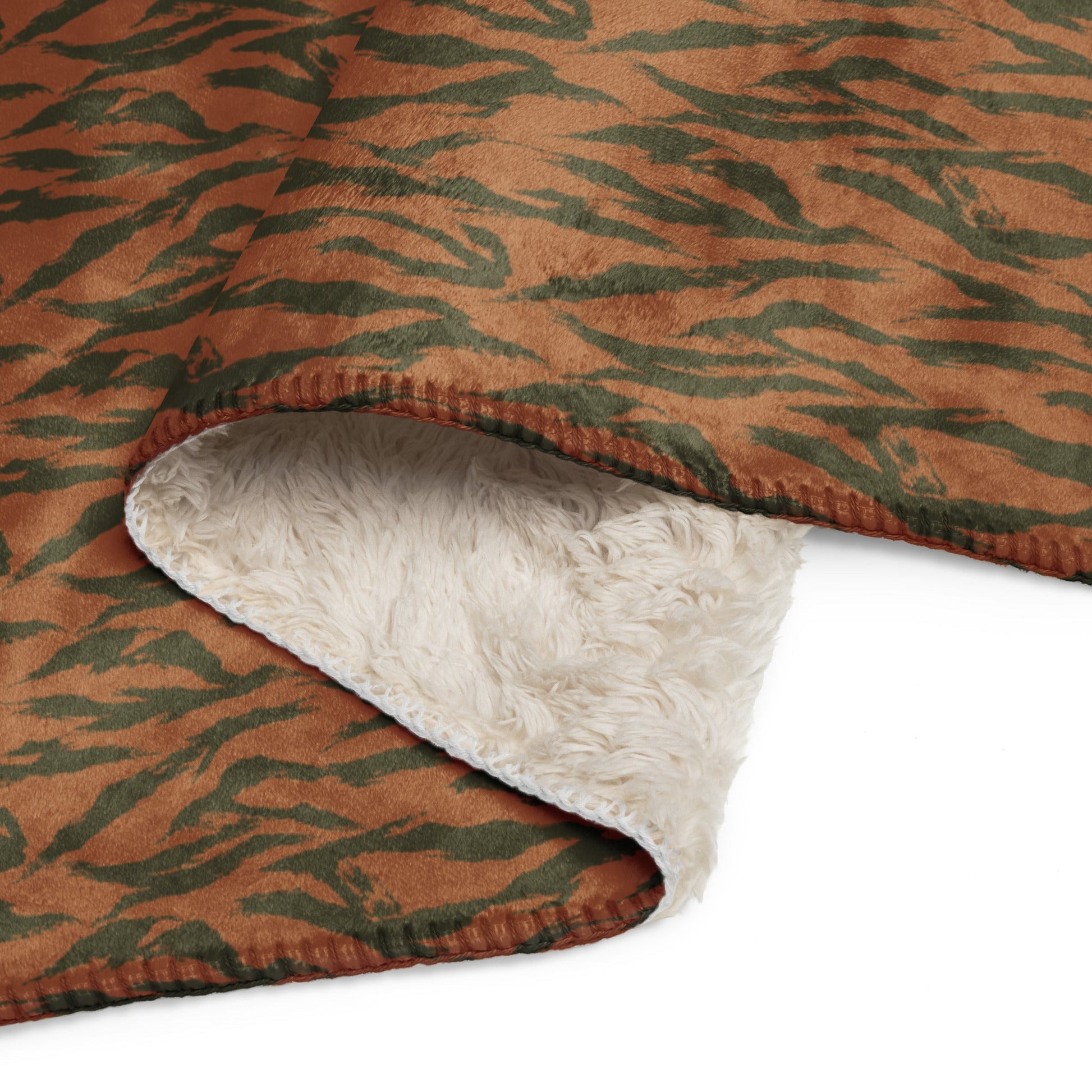 Burkina Faso Tiger Stripe Orange CAMO Sherpa Blanket