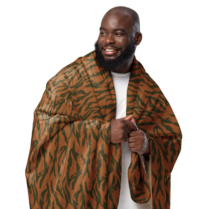 Burkina Faso Tiger Stripe Orange CAMO Sherpa Blanket