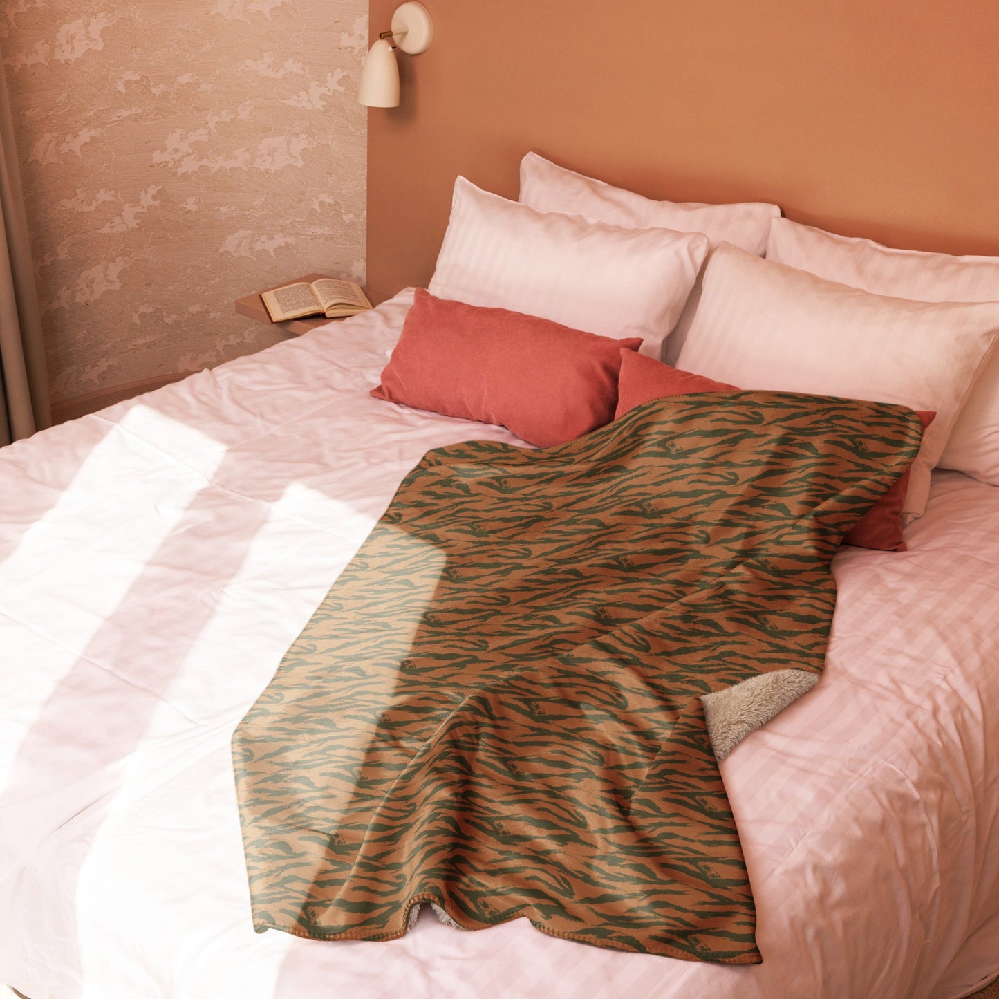 Burkina Faso Tiger Stripe Orange CAMO Sherpa Blanket