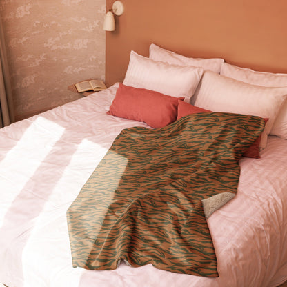 Burkina Faso Tiger Stripe Orange CAMO Sherpa Blanket