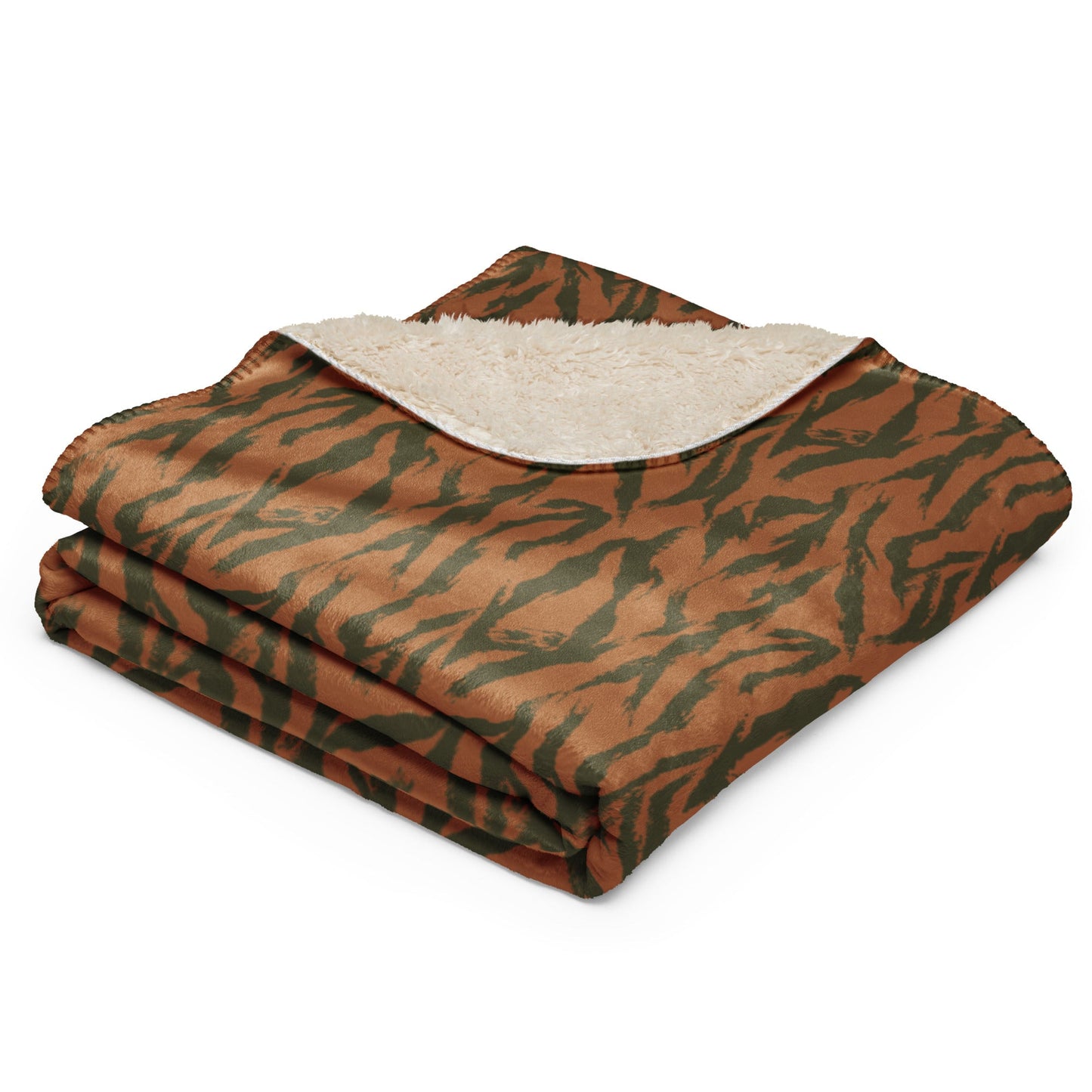 Burkina Faso Tiger Stripe Orange CAMO Sherpa Blanket