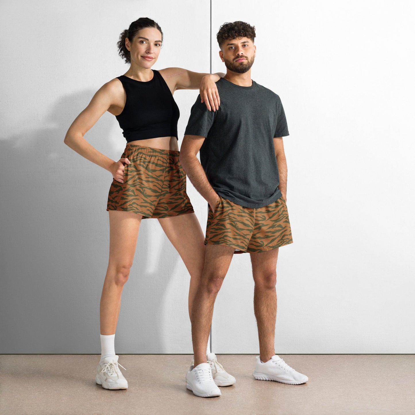 Burkina Faso Tiger Stripe Orange CAMO Unisex Athletic Shorts