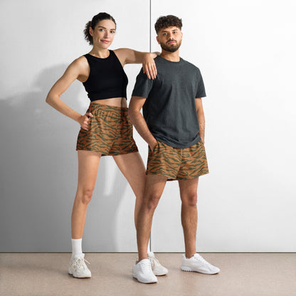 Burkina Faso Tiger Stripe Orange CAMO Unisex Athletic Shorts