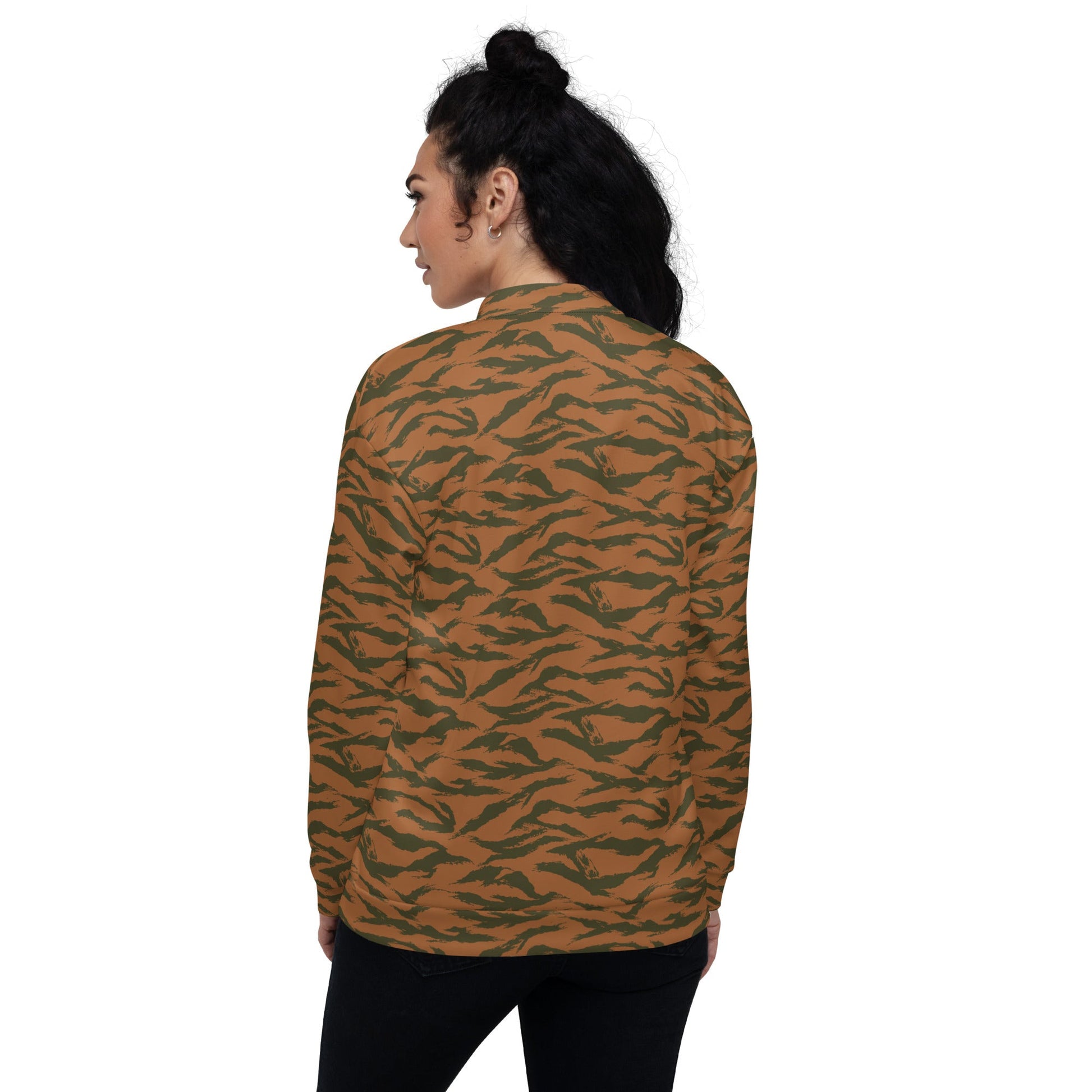 Burkina Faso Tiger Stripe Orange CAMO Unisex Bomber Jacket - Jackets