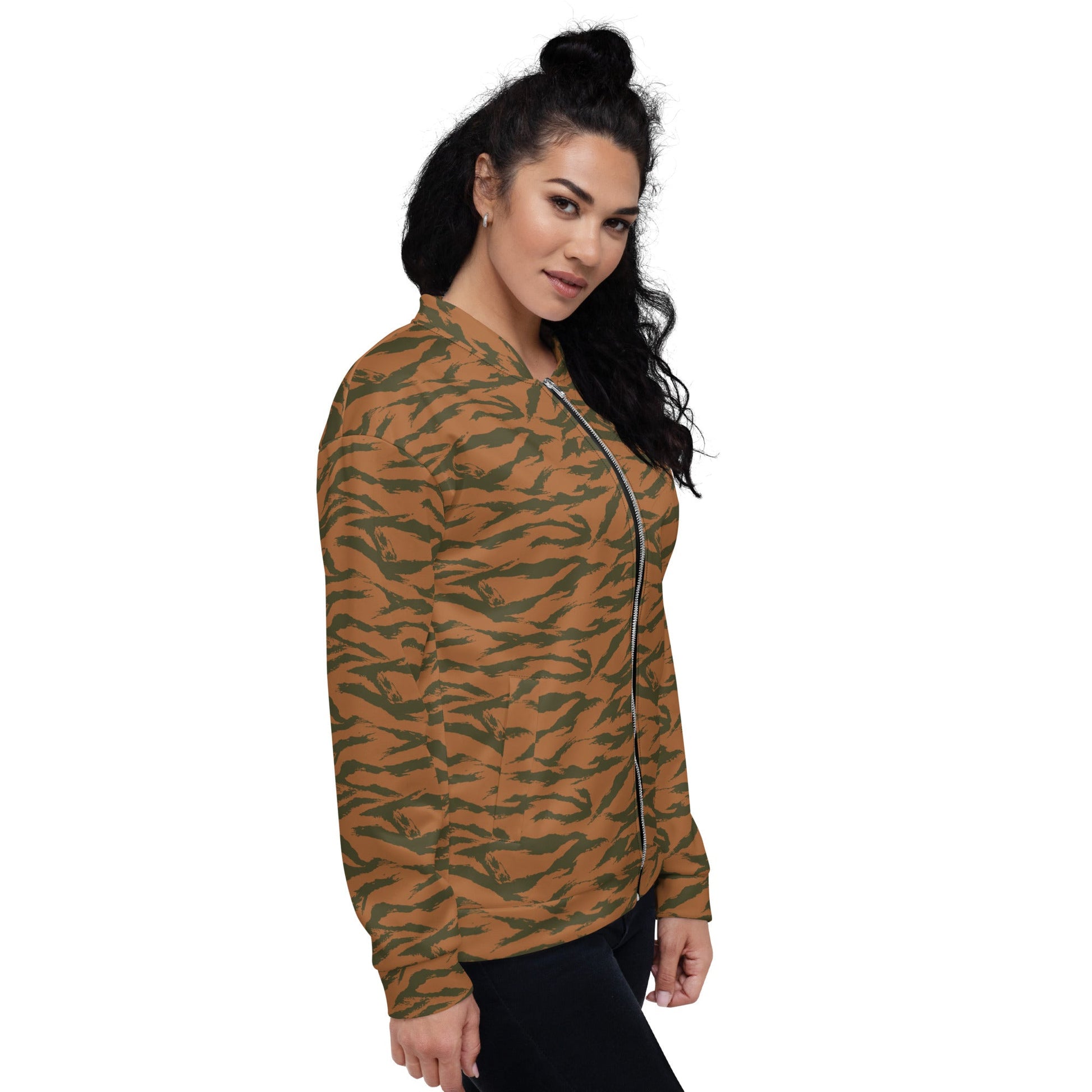 Burkina Faso Tiger Stripe Orange CAMO Unisex Bomber Jacket - Jackets