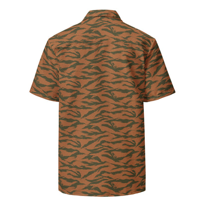 Burkina Faso Tiger Stripe Orange CAMO Unisex button shirt - Button Shirts