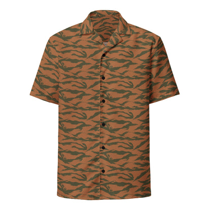 Burkina Faso Tiger Stripe Orange CAMO Unisex button shirt - Button Shirts