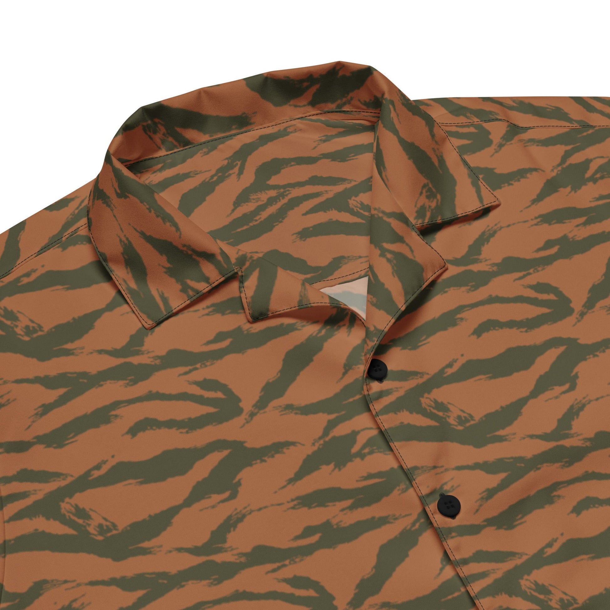 Burkina Faso Tiger Stripe Orange CAMO Unisex button shirt - Button Shirts